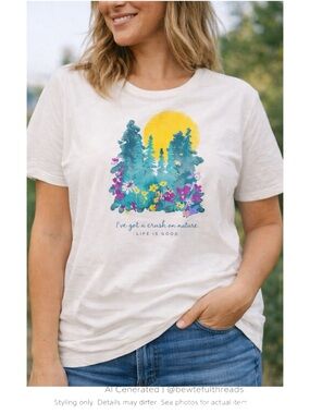 Life Is Good Nature Graphic Tee White Cotton Relaxed T-Shirt XXL